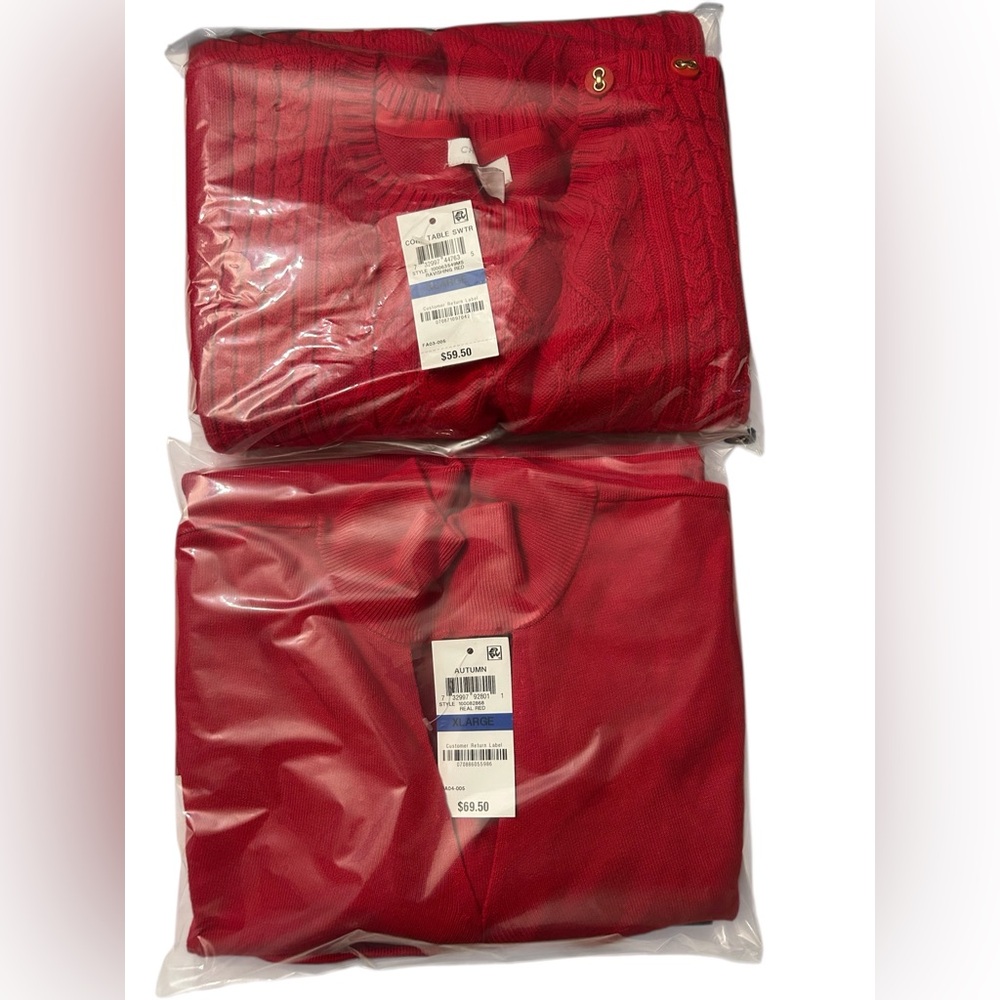 2-Sweaters: NWTs Charter Club Bold Red Cable Knit Sweater & INC. V-Neck Sweater